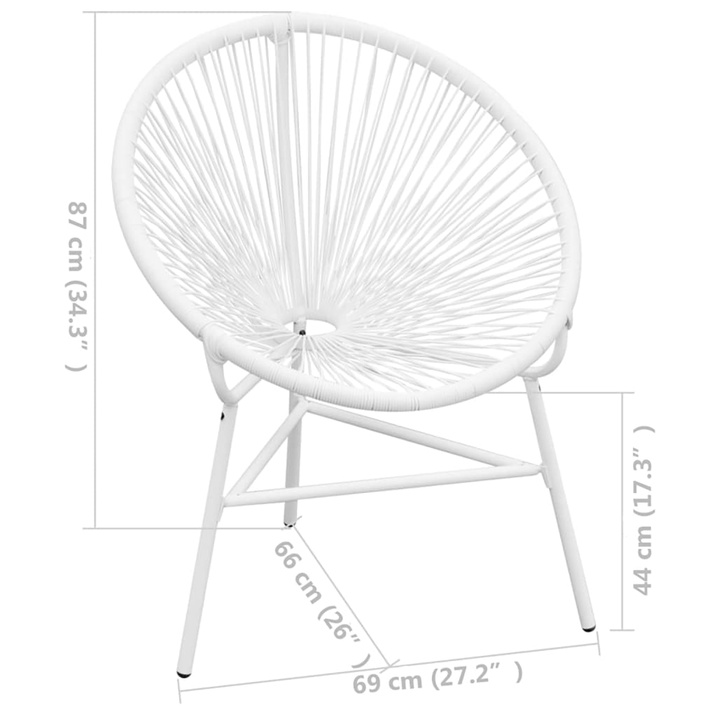 vidaXL Garden Chair | White | PE Rattan, Powder-Coated Steel | Medium | Tough