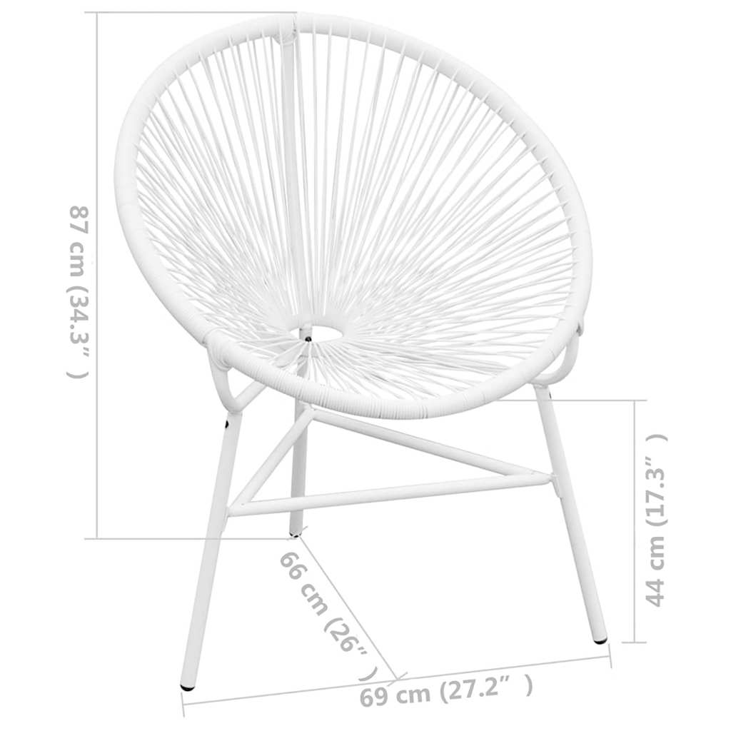 42072 vidaXL Garden String Moon Chair Poly Rattan White