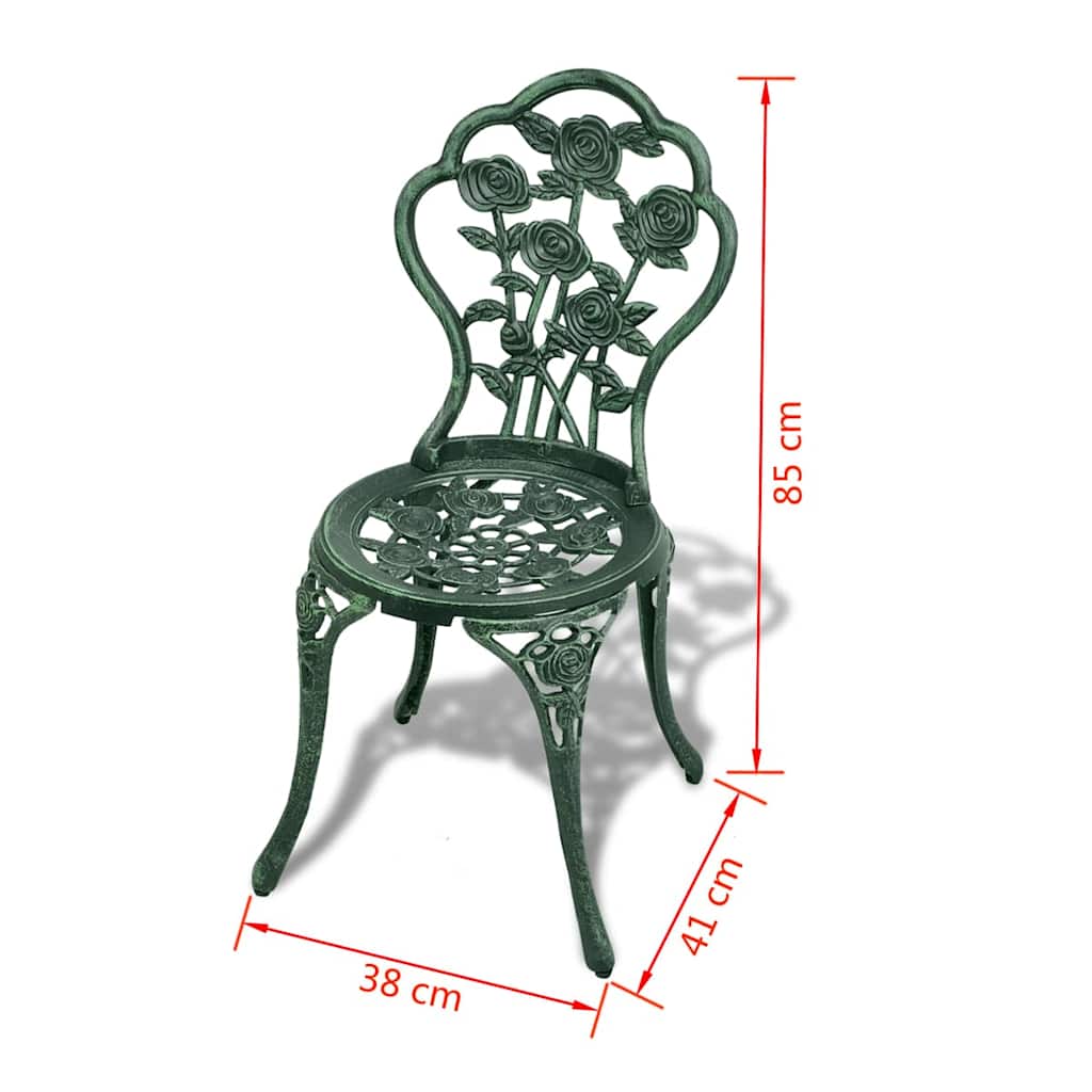 42164 vidaXL 3 Piece Bistro Set Cast Aluminium Green