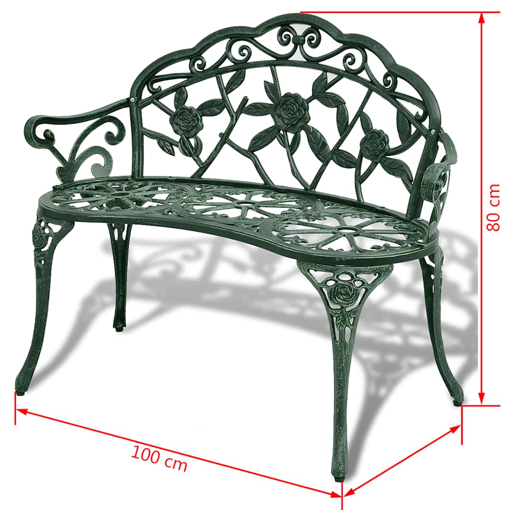 vidaXL Garden Bench 100 cm Cast Aluminium Green