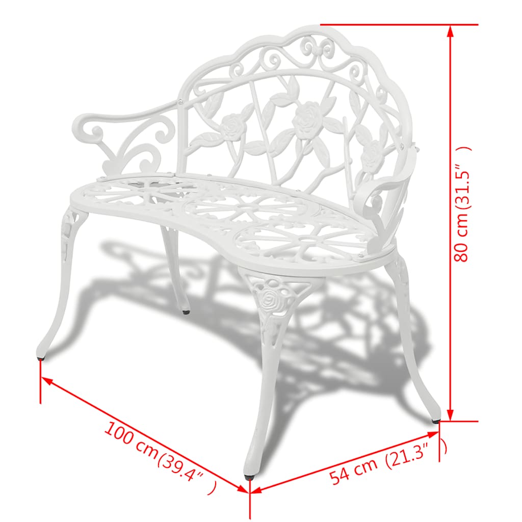 vidaXL Garden Bench 100 cm Cast Aluminium White