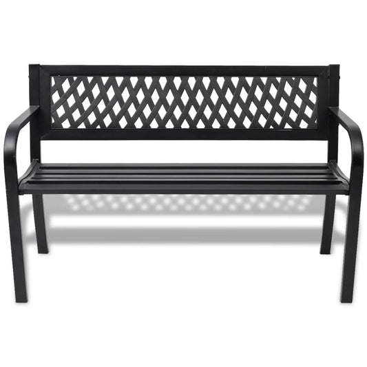 vidaXL Garden Bench | Black | Steel frame | 2-seater | Durable | Garden Bench