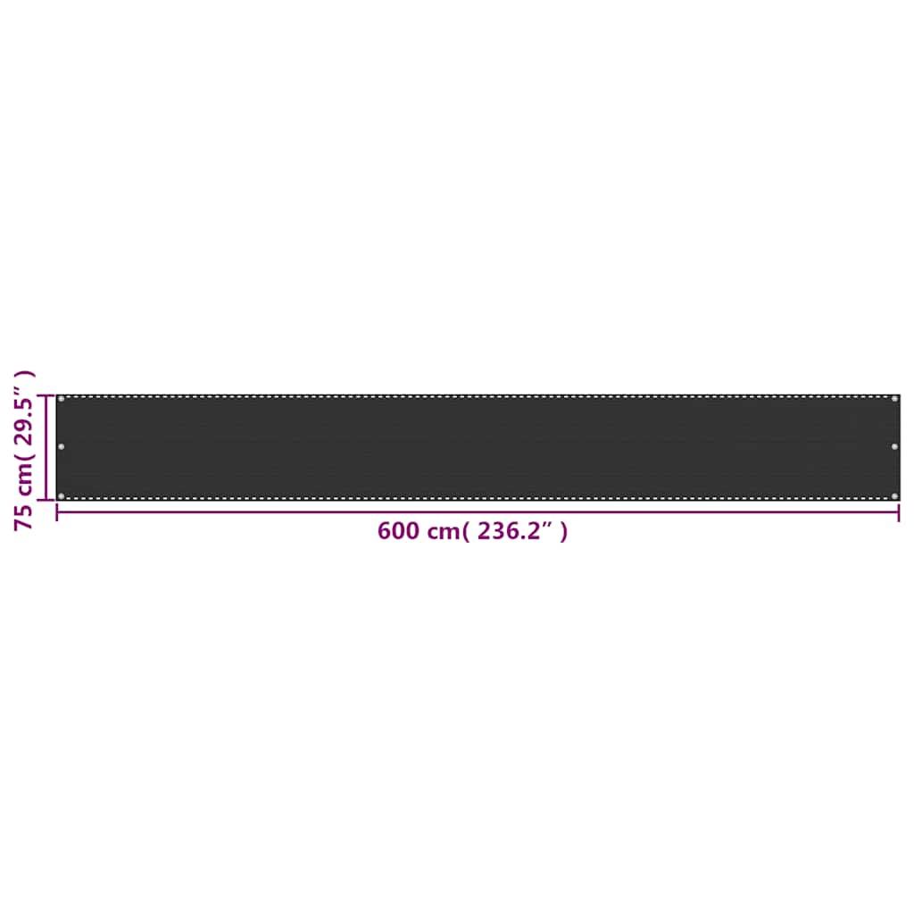 42313 vidaXL Balcony Screen HDPE 75x600 cm Anthracite