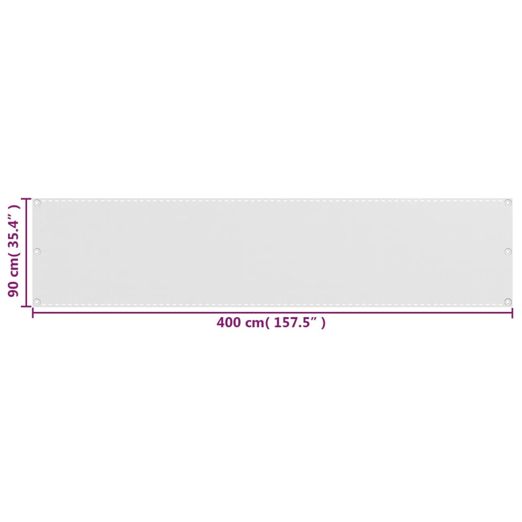vidaXL Balcony Screen HDPE 90x400 cm White