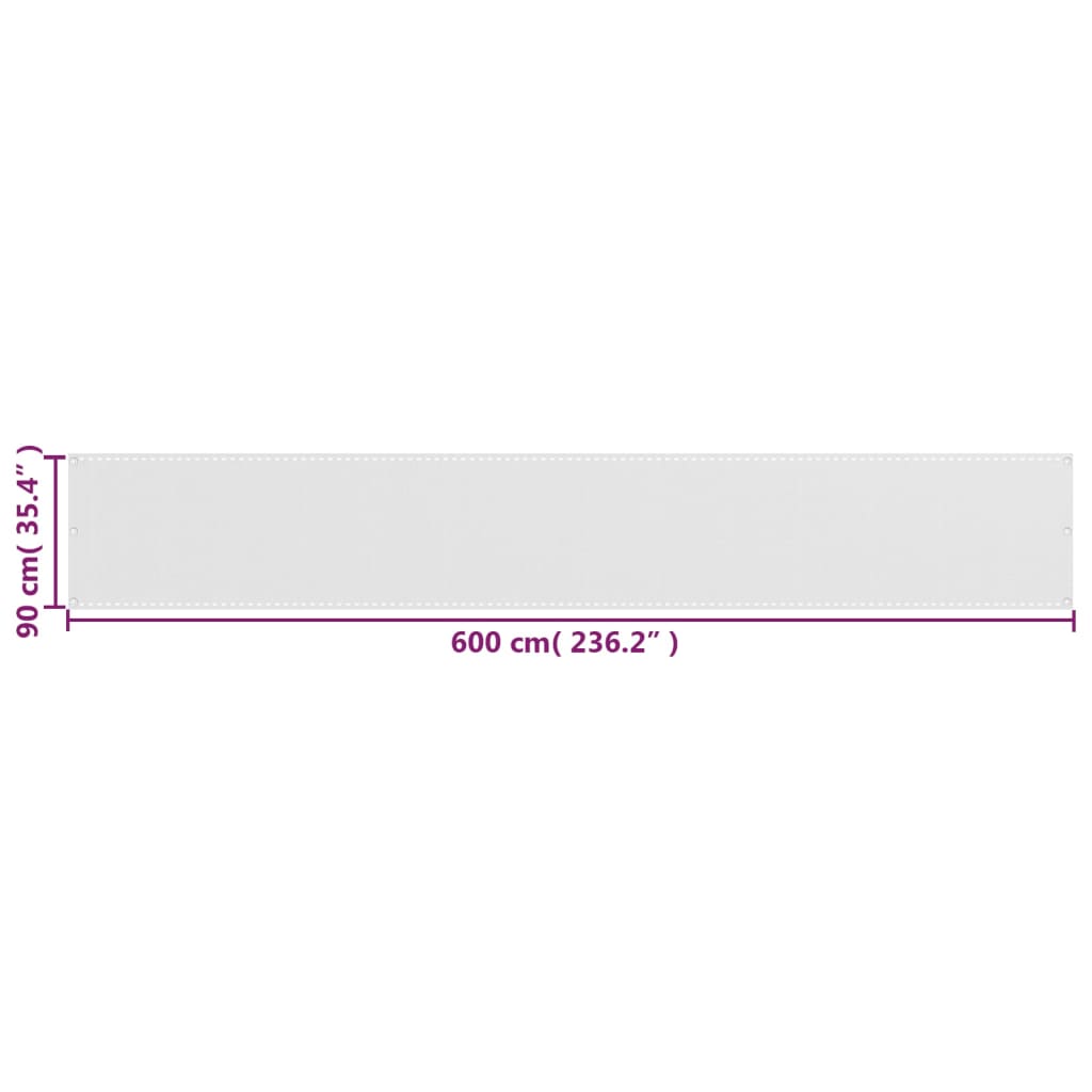 vidaXL Balcony Screen HDPE 90x600 cm White