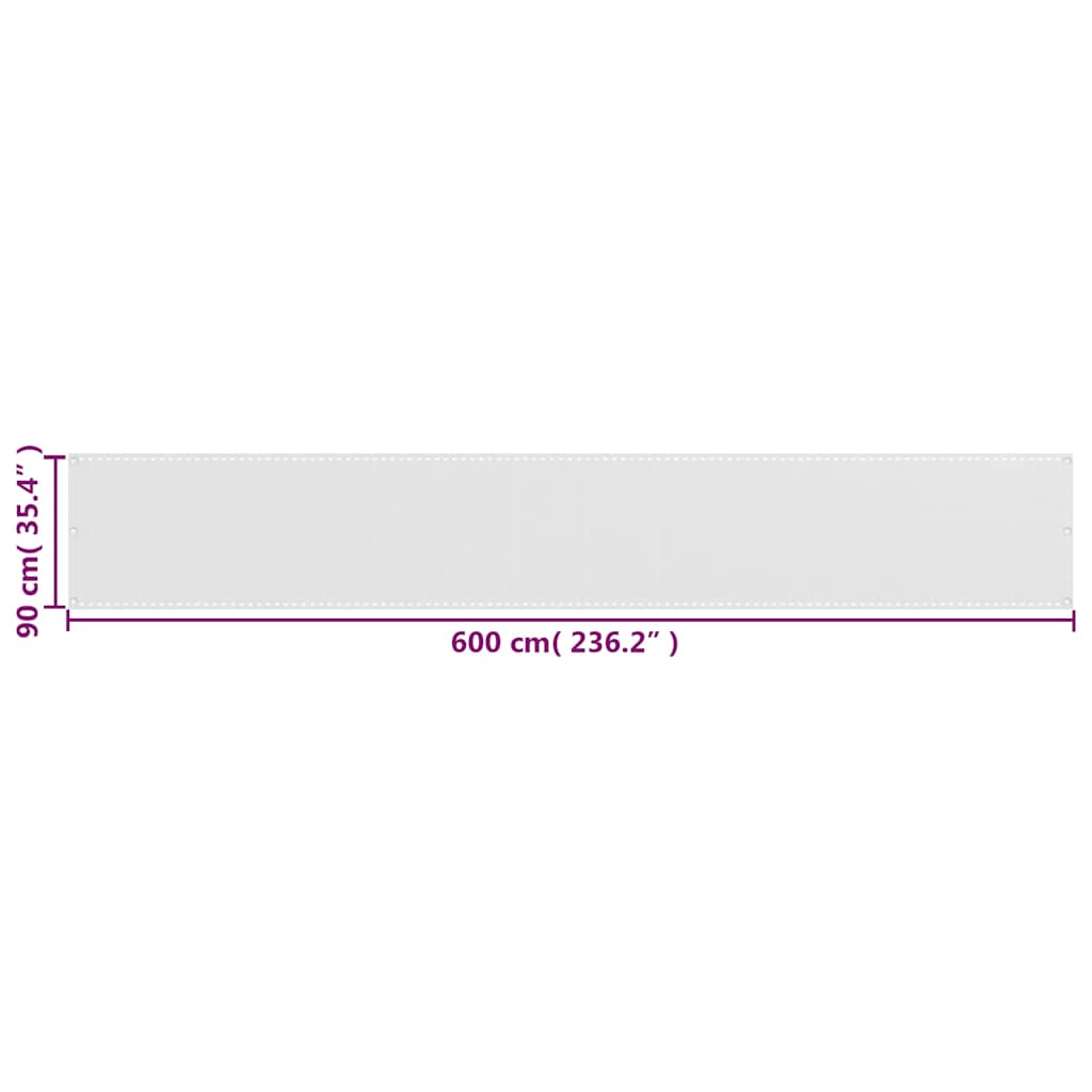 42323 vidaXL Balcony Screen HDPE 90x600 cm White