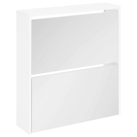 vidaXL Shoe Cabinet 2-Layer Mirror White 63x17x67 cm
