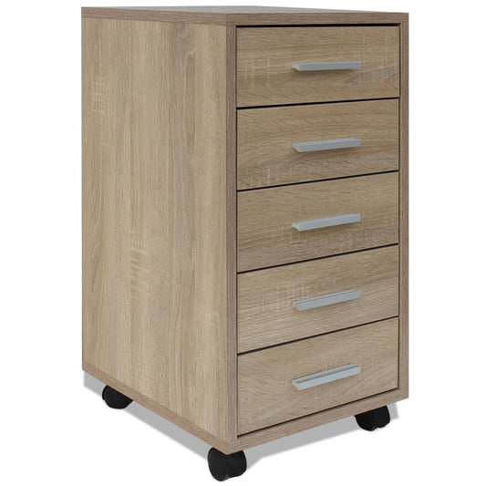vidaXL Office Drawer Unit | Oak | Engineered wood, MDF, Aluminium | Medium