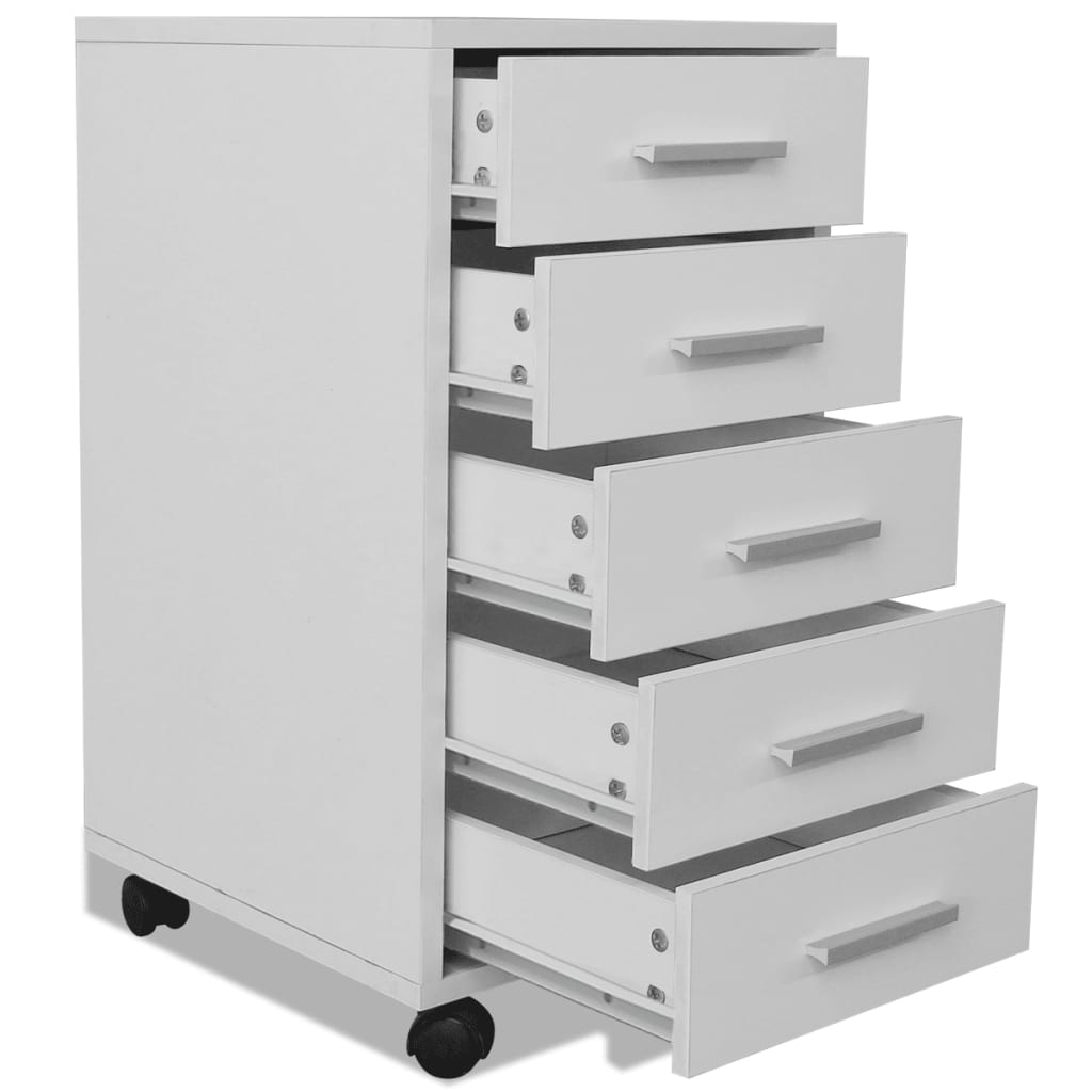 vidaXL Office Drawer Unit | White | Engineered wood, MDF, Aluminium | Compact