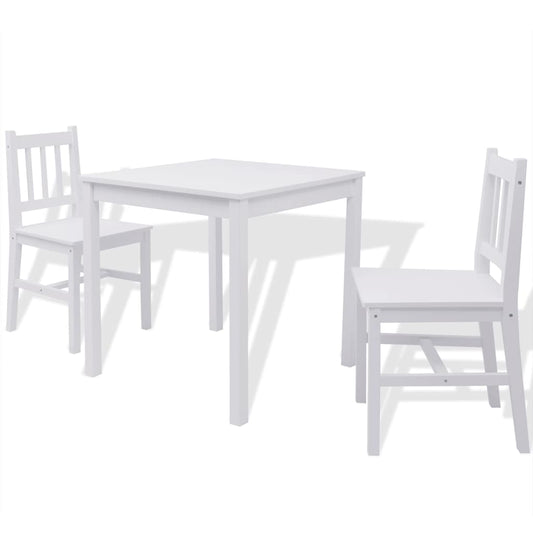 242955 vidaXL Three Piece Dining Set Pinewood White
