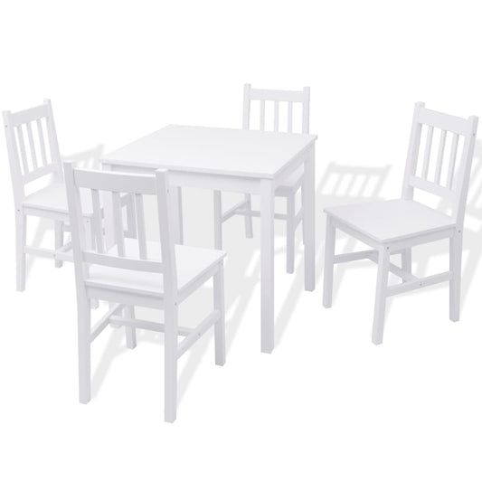 242957 vidaXL Five Piece Dining Set Pinewood White