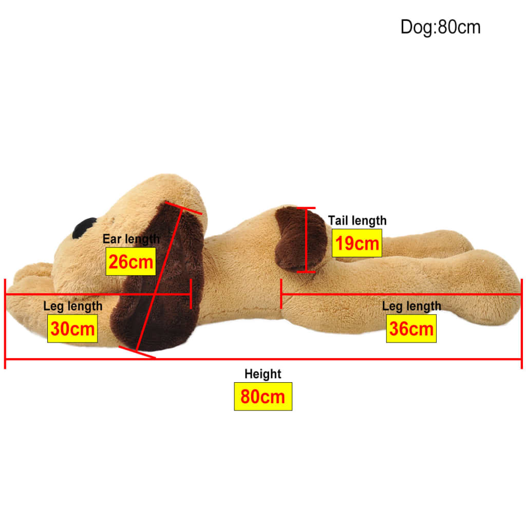 vidaXL Dog Cuddly Toy Plush Brown 80 cm