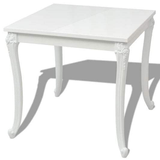 243382 vidaXL Dining Table 80x80x76 cm High Gloss White