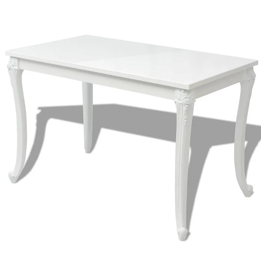 243383 vidaXL Dining Table 116x66x76 cm High Gloss White
