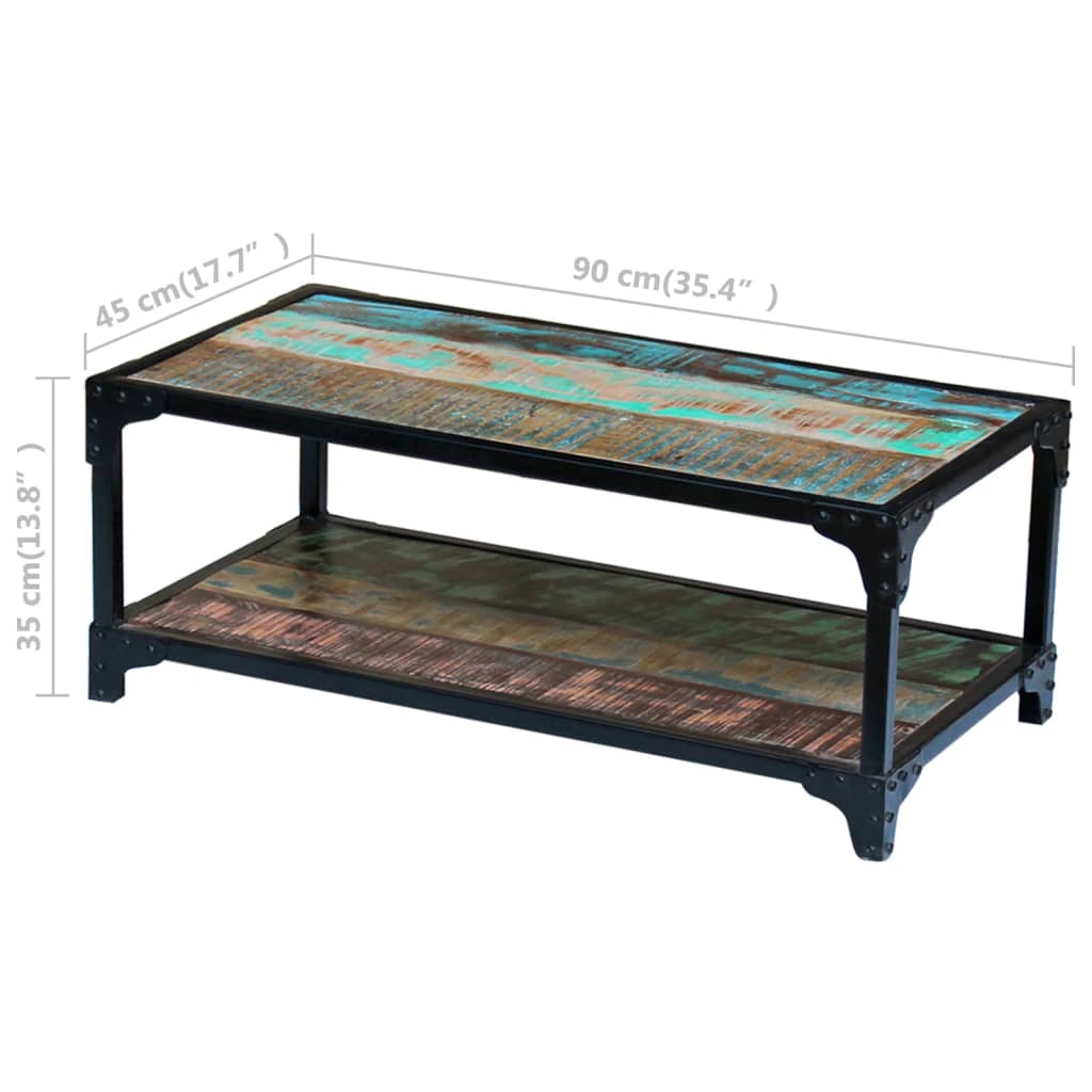 vidaXL Coffee Table | Multicolour | Solid reclaimed wood, steel frame