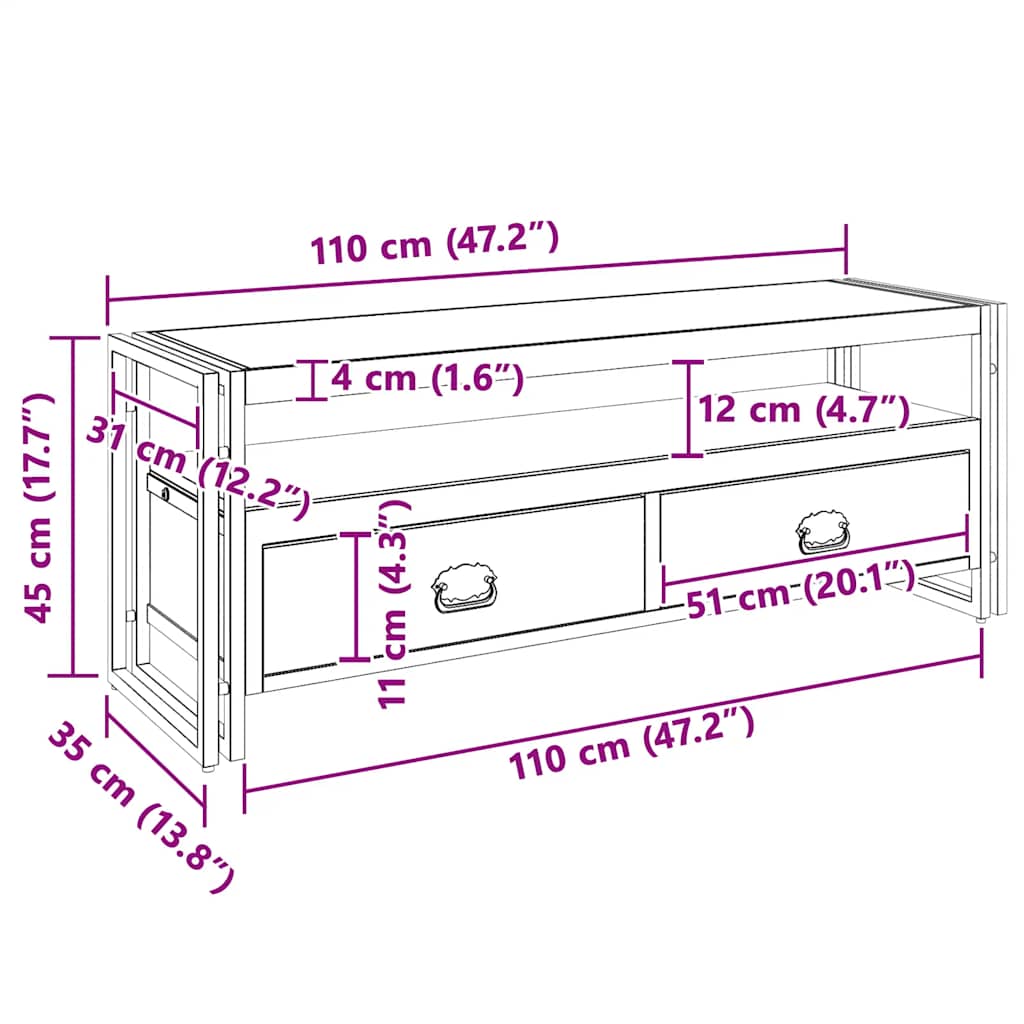 vidaXL TV Cabinet Solid Reclaimed Wood