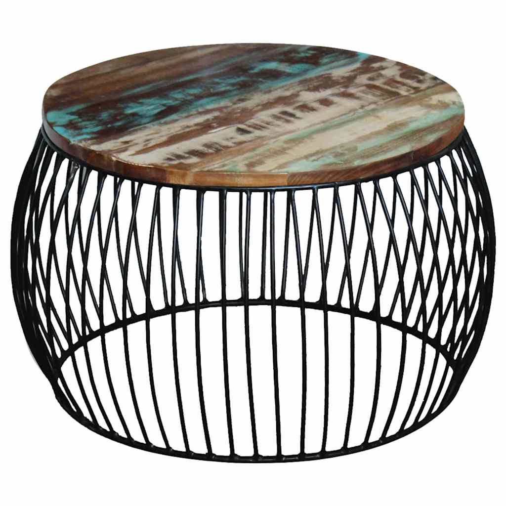 243300 vidaXL Coffee Table Round Solid Reclaimed Wood 68x37 cm