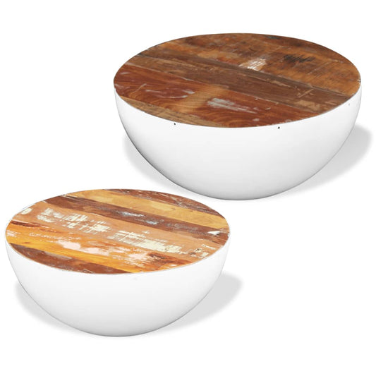 243351 vidaXL Two Piece Bowl Shaped Coffee Table Set Solid Reclaimed Wood