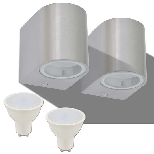 42410 vidaXL Outdoor LED Wall Lights 2 pcs Round Downwards