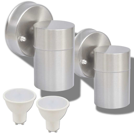 42414 vidaXL Outdoor LED Wall Lights 2 pcs Stainless Steel Downwards