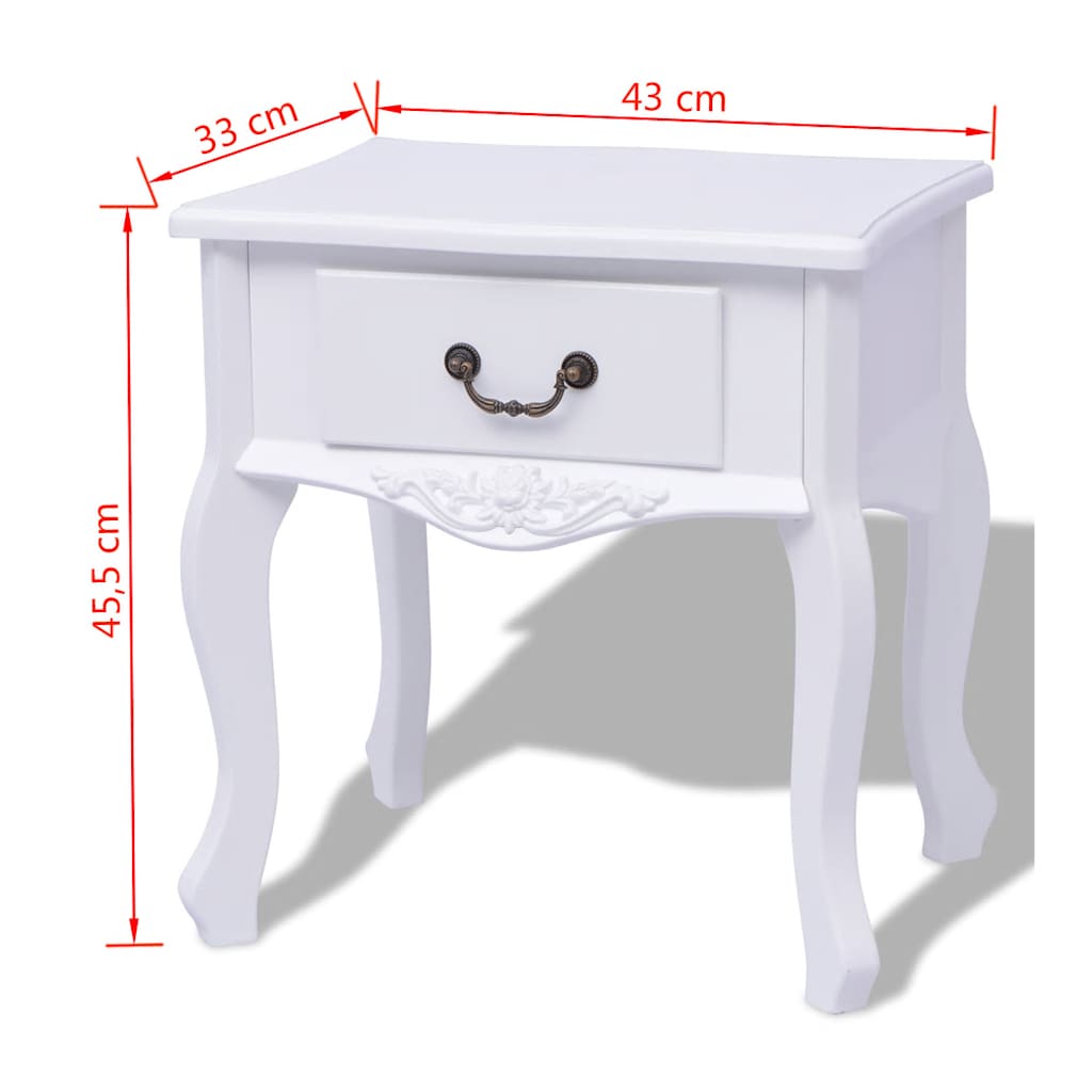 vidaXL Bedside Cabinet | White | MDF | Compact | Bedside Cabinet | Rectangular