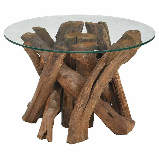 243473 vidaXL Coffee Table Solid Teak Driftwood 60 cm