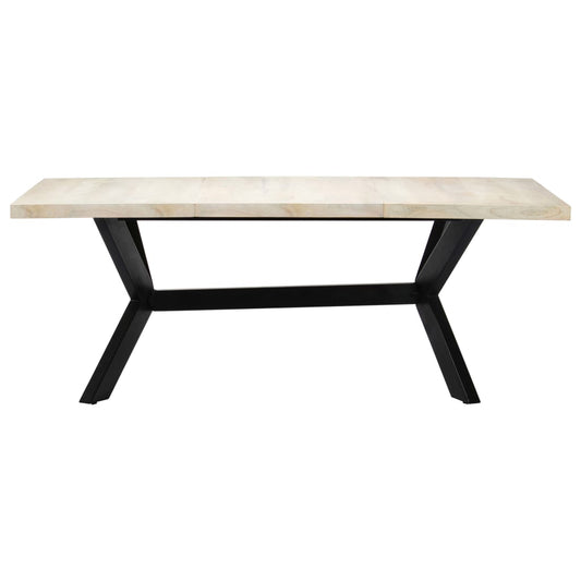247428 vidaXL Dining Table White 200x100x75 cm Solid Mango Wood