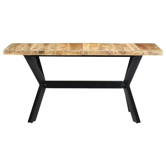 247433 vidaXL Dining Table 160x80x75 cm Solid Rough Mango Wood