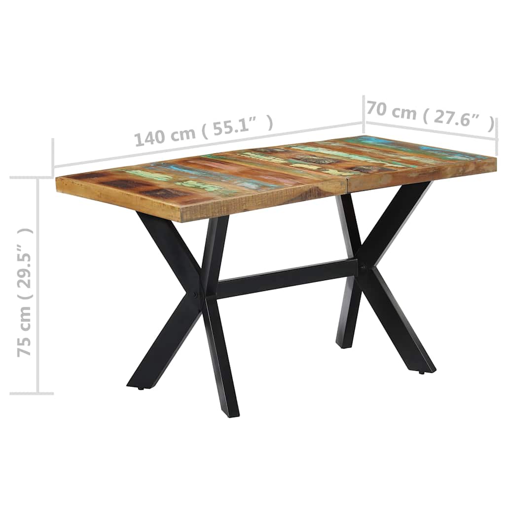 247439 vidaXL Dining Table 140x70x75 cm Solid Reclaimed Wood