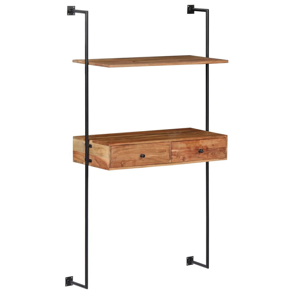 vidaXL Wall Desk | Natural wood grain | Solid acacia wood | Medium | Wall Desk