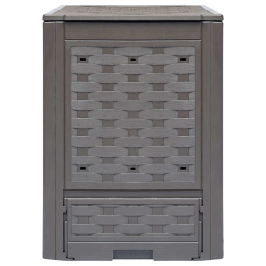 vidaXL Garden Composter Brown 60x60x83 cm 300 L Plastic Rattan