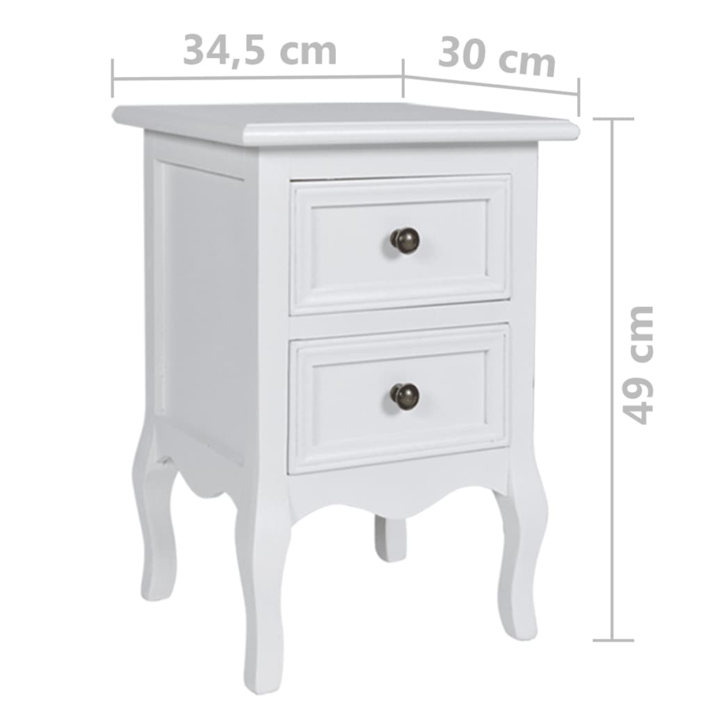 vidaXL Nightstands 4 pcs with 2 Drawers MDF White