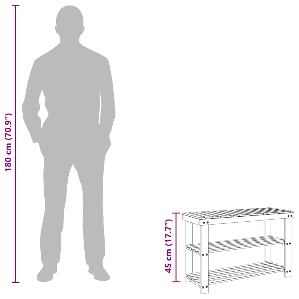 vidaXL 2-in-1 Shoe Rack with Bench Top 2 pcs Solid Wood