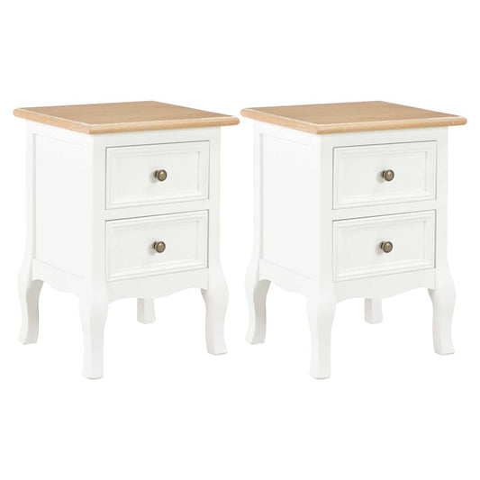 280037 vidaXL Bedside Cabinet 2 pcs White 35x30x49 cm MDF