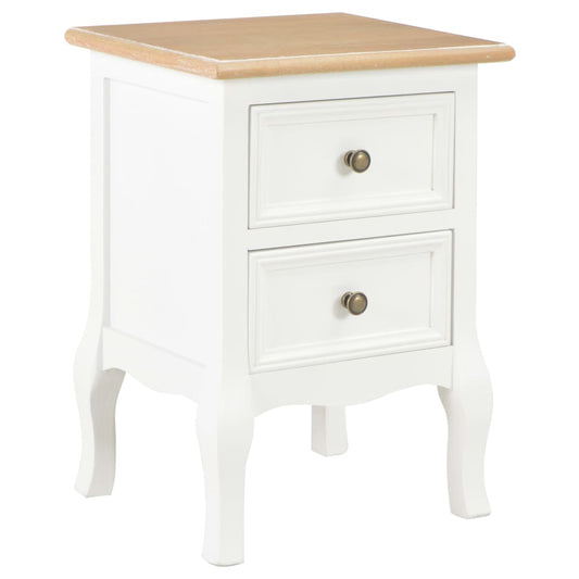 vidaXL Bedside Cabinet | Set of 2 | White, natural wood