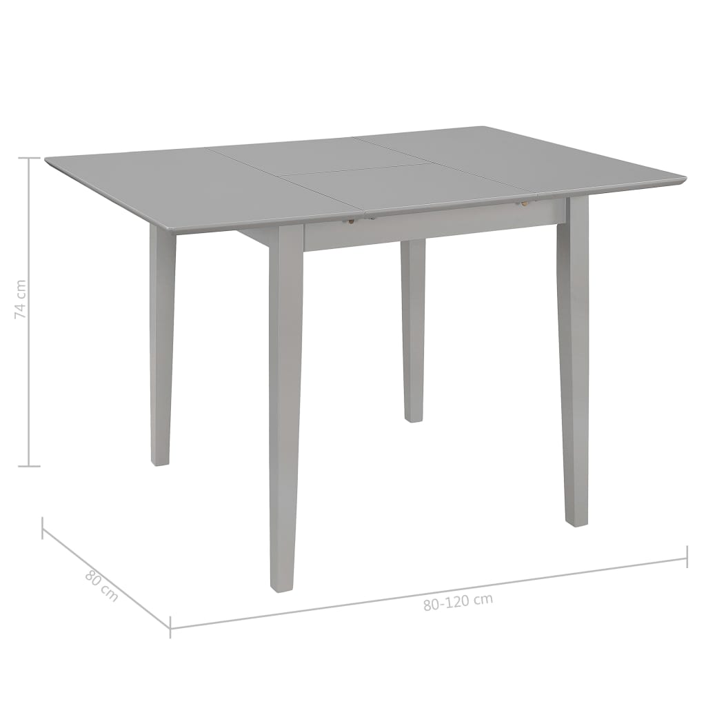 247627 vidaXL Extendable Dining Table Grey (80-120)x80x74 cm MDF