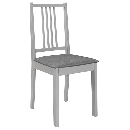 vidaXL Dining Chairs with Cushions 2 pcs Grey Solid Wood
