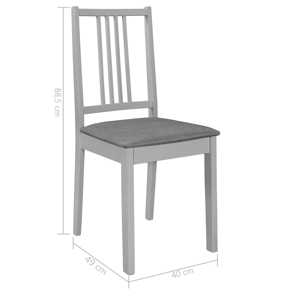 vidaXL Dining Chairs with Cushions 2 pcs Grey Solid Wood