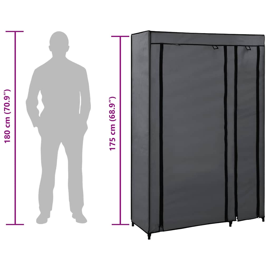 vidaXL Folding Wardrobe Grey 110x45x175 cm Fabric