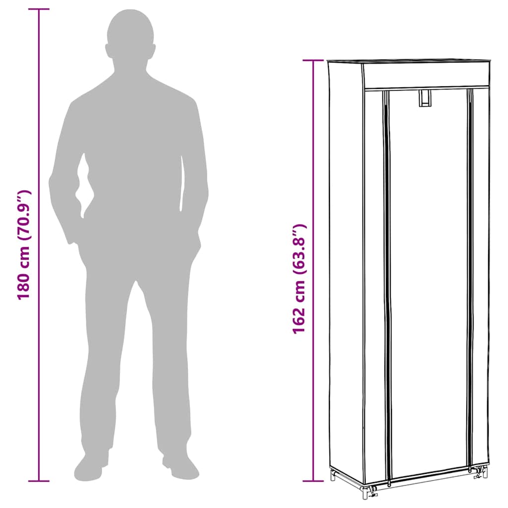 vidaXL Shoe Cabinet with Cover Grey 57x29x162 cm Fabric