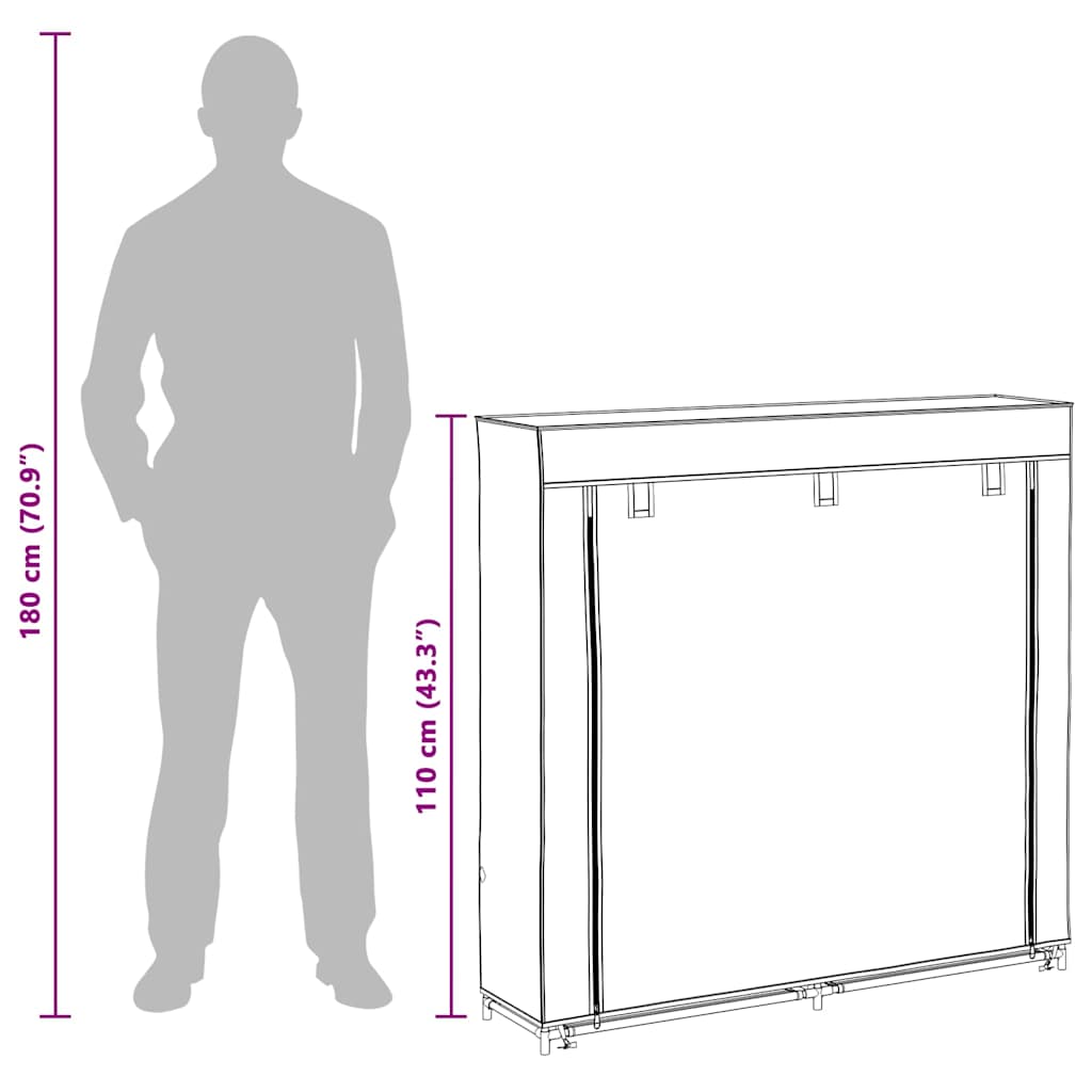 282434 vidaXL Shoe Cabinet with Cover Grey 115x28x110 cm Fabric