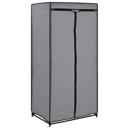 vidaXL Wardrobe | Grey | Iron, Polyester | Medium | Collapsible | Wardrobe