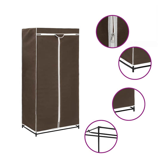 vidaXL Wardrobe | Brown | Iron frame with fabric cover | Medium | Wardrobe