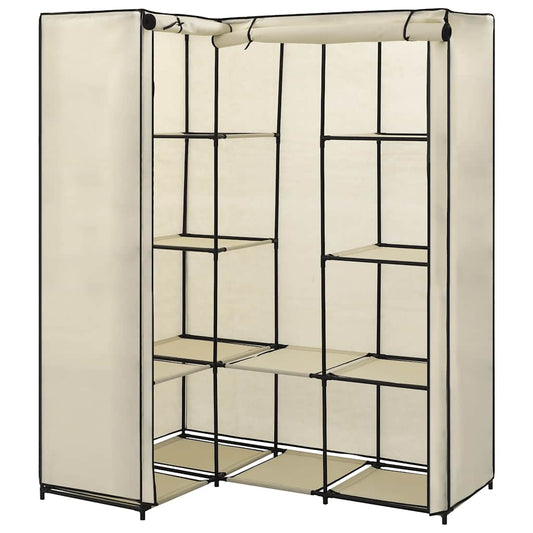 282451 vidaXL Corner Wardrobe Cream 130x87x169 cm