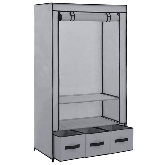 vidaXL Wardrobe | Grey | Polyester, Iron | Medium | Collapsible | Wardrobe