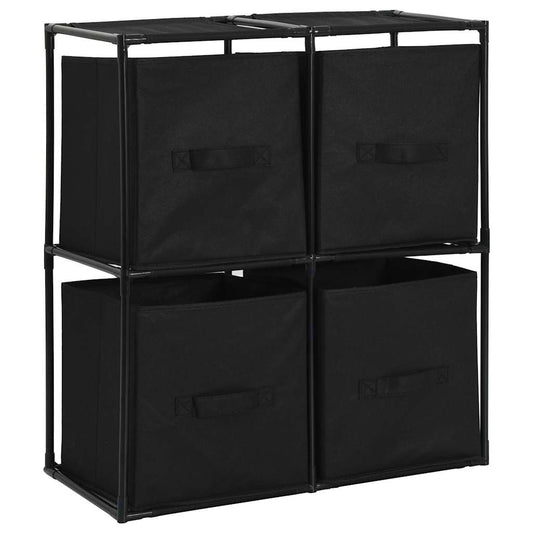 282462 vidaXL Storage Cabinet with 4 Fabric Baskets Black 63x30x71 cm Steel