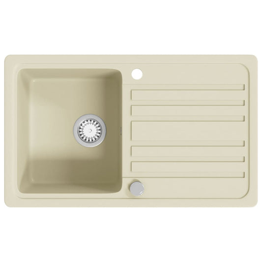 vidaXL Granite Kitchen Sink Single Basin Beige