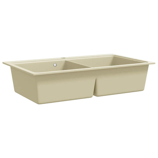 144851 vidaXL Granite Kitchen Sink Double Basins Beige