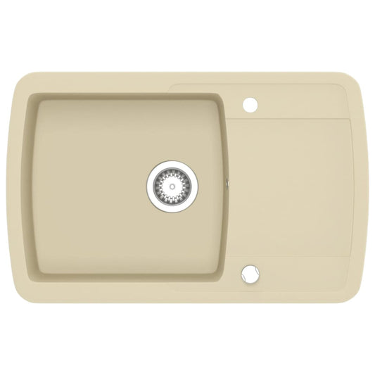 vidaXL Granite Kitchen Sink Single Basin Beige