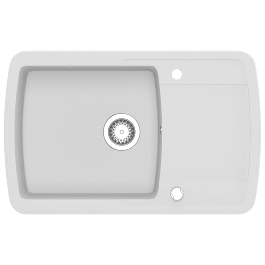 144853 vidaXL Granite Kitchen Sink Single Basin White